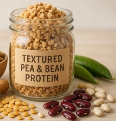 Textured pea and bean protein