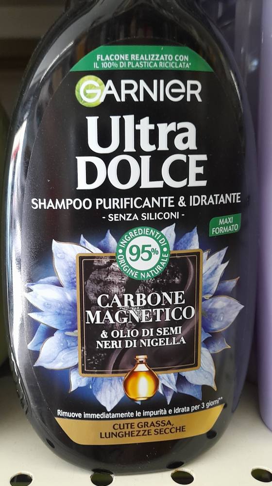 Garnier Ultra Dolce Shampoo Purificante e Idratante Carbone Magnetico, 250 ml.