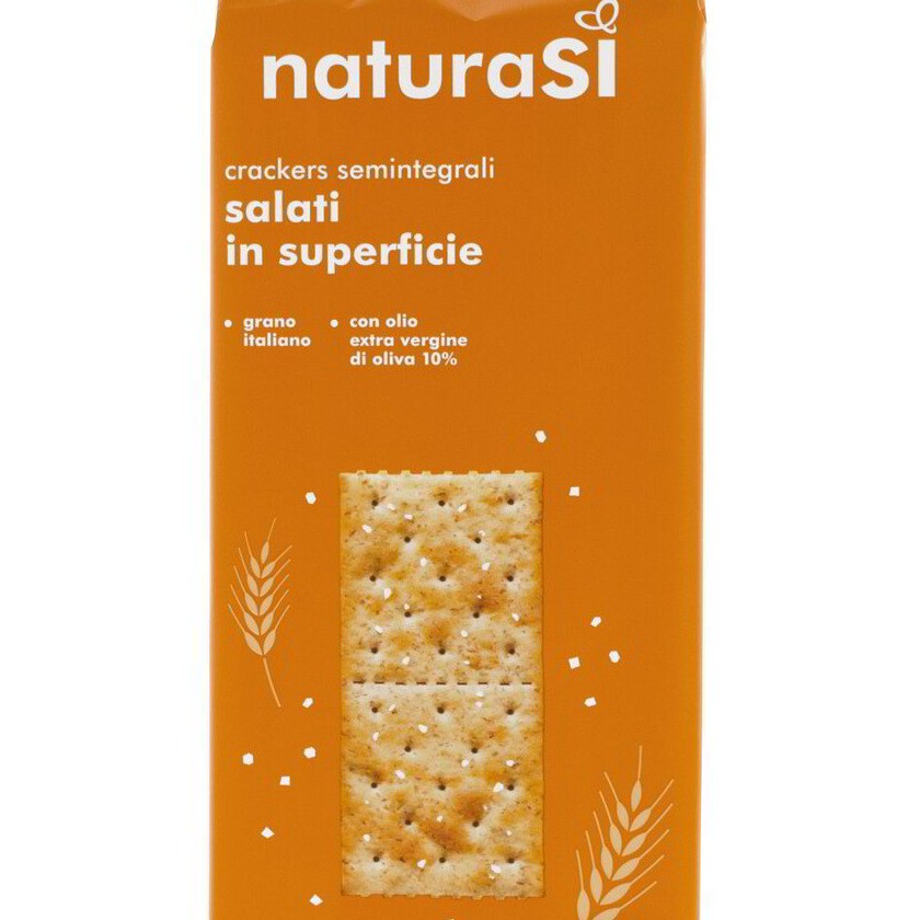 NaturaSì Crackers semintegrali salati in superficie 250 g