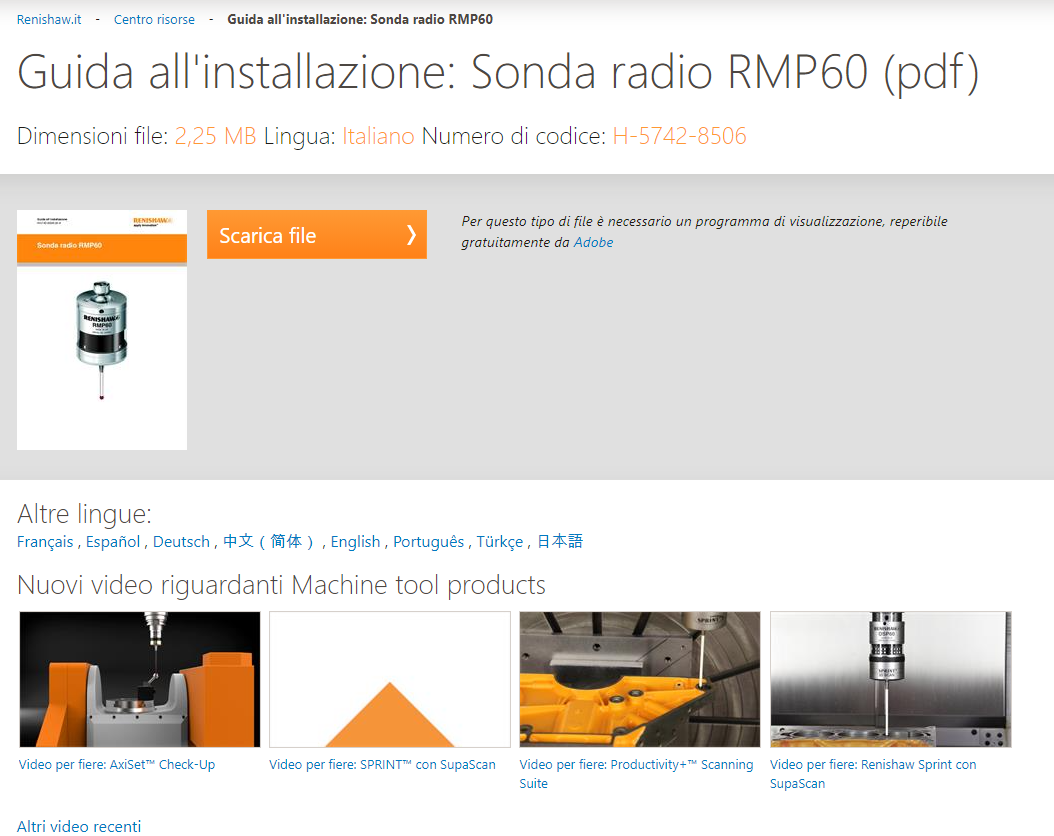 Renishaw radio probe RMP 60