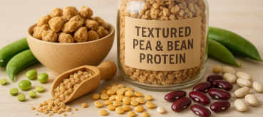 Textured pea and bean protein